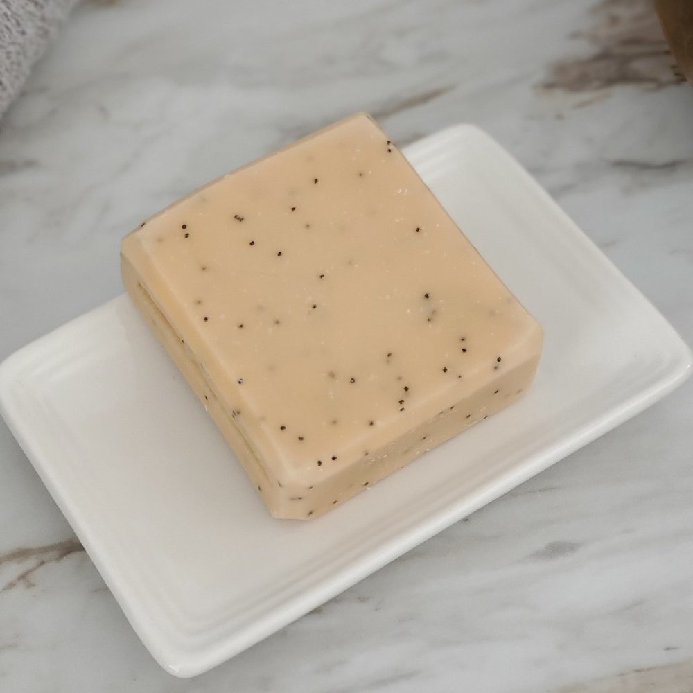 (2) Lemon & Poppy Seed Bar Soaps, Light Lemon & Coconut Scent - Picture 2 of 6